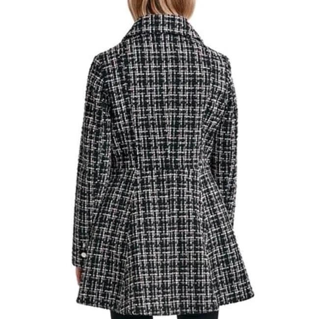 Laundry By Shelli Segal Women's Single Breasted Skirted Tweed Coat Black Size Xx-Small