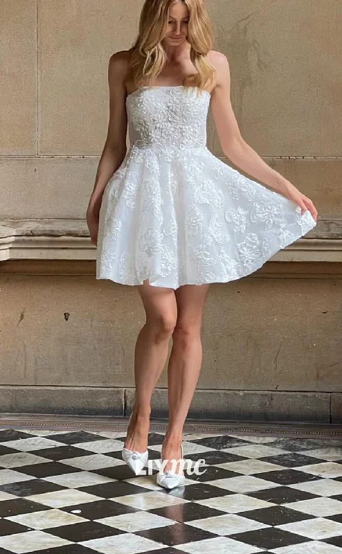 LW878 - Straight Across Sleeveless Appliques A-Line Pleated Short Beach Wedding Dress LW878 - Straight Across Sleeveless Appliques A-Line Pleated Short Beach Wedding Dress